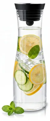 Produktbild von Arendo Glaskaraffe mit Deckel, 1,2 L, Wasserkaraffe, Karaffe, Edelstahl Grobfilter, Borosilikatglas, 1200 ml, Sieb, hitze- und kältebeständig, BPA-frei