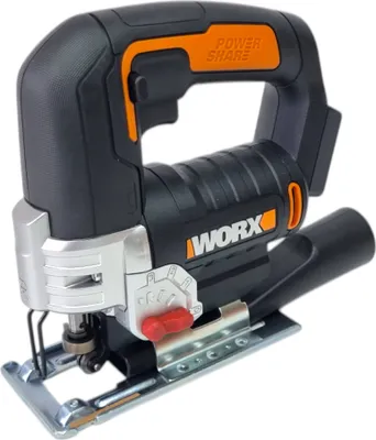 A black and orange WORX jigsaw is shown against a white background.