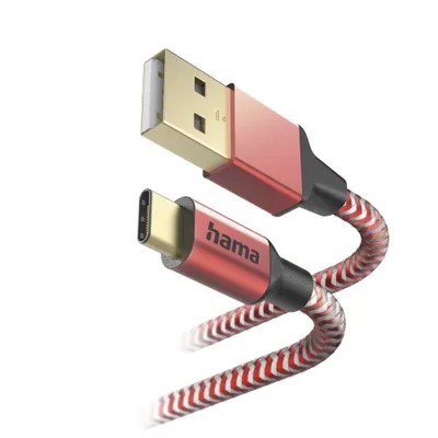 Obrázok produktu pre Hama Reflective, 1,5 m, USB A, USB C, USB 2.0, 0,48 Gbit/s, Červená