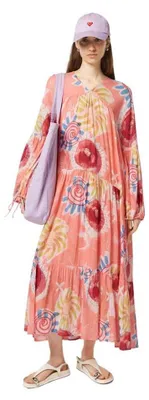 Zdjęcie produktu dla Sukienka maxi w print, casual, marki Scotch & Soda, kolor: różowy, wzór: abstrakcyjny słońce, rozmiar: 36 EU