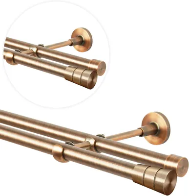 Obrázek produktu pro Závěsná tyč 200 cm Závěsná tyč 2dílná 19 mm Měď Antický Vintage vzhled Retro styl Sferic Nástěnné upevnění