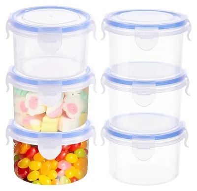 6 Vorratsdosen mit Deckel, luftdicht, stapelbar, 300 ml, transparent