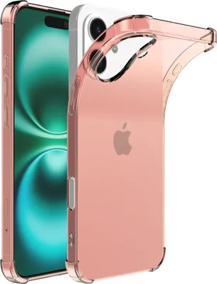 Zdjęcie produktu dla Etui na telefon Smartphonica odpowiednie dla iPhone'a 16 Plus Przezroczyste, odporne na wstrząsy silikonowe etui z krawędzią uderzeniową - odporne na wstrząsy etui z tyłu - jasnoróżowe