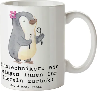 Produktbild von Mr. & Mrs. Panda haferl Zahntechniker Lächeln - Weiß - Geschenk, Zahnmedizin, Trinkbecher, Kunst, Geschenke für Berufstätige, Becher, Berufsalltag, Beruf, Kaffeebecher