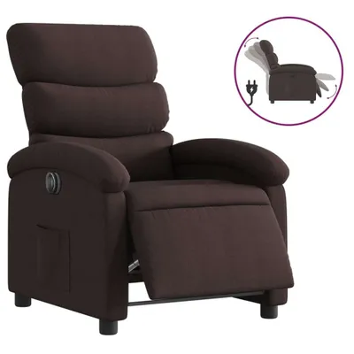 Image de Fauteuil inclinable électrique Marron foncé Tissu