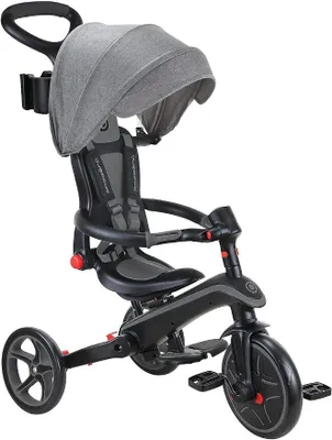 Produktbild von Explorer Trike Foldable 4in1 schwarz-grau – Dreirad, Laufrad und Kinderwagen in 10/8,5 Zoll – TPR-Sitz – höhenverstellbares Kinderfahrzeug