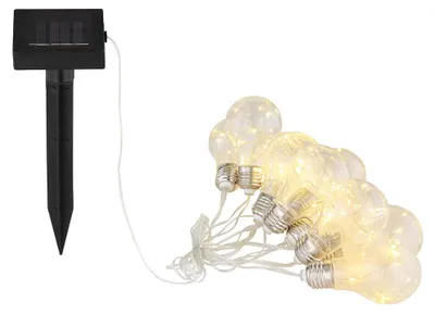 Produktbild von LED Solar Lichterkette, 20x Glühbirne, Erdspieß, L 380 cm
