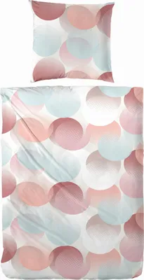 Produktbild von Primera Perkal Bettwäsche 135x200 Punkte Kreise lachs sand beere 133045-25