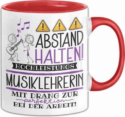 Produktbild von Musiklehrerin Tasse Geschenk Lustig Abstand Halten Hochleistungs-Musiklehrerin Mit Drang Zur Perfektion Bei Der Arbeit (Rot)