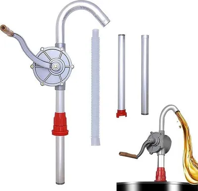 Immagine prodotto di Pompa manuale per liquidi in alluminio da 15-55 galloni, pompa rotativa per benzina, olio, carburante, gasolio, cherosene e fluidi idraulici