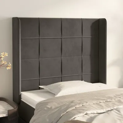 Produktbild von Kopfteil mit Ohren Dunkelgrau 83x16x118/128 cm Samt