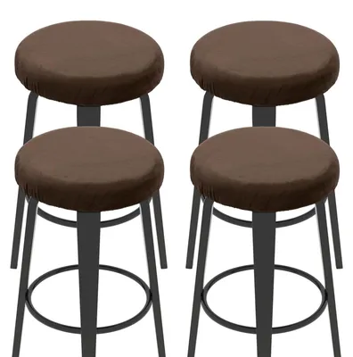 4 Barhockerbezüge aus Flanell, 25-35 cm, braun, waschbar