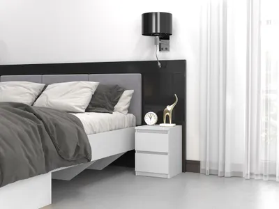 Image de Table de nuit Table de nuit avec 2 tiroirs Table d'appoint petite et étroite 30x30x40 cm Bois blanc