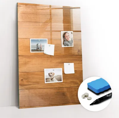 Produktbild von Magnetische Wandtafel - Schwarzer Marker + Schwamm + Magnete - 60 x 90 cm - Holztafeln