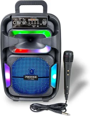 Obrázek produktu pro Bezdrátový karaoke zesilovač s dynamickým mikrofonem a světelnými efekty