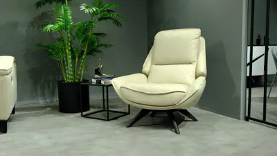 Produktbild von Beiger Ledersessel Wohnzimmer Clubsessel Designe Einsitzer Edle Möbel