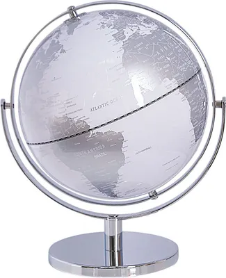 Produktbild von BELIANI Globus Weiß und Silber Kunststoff drehbar mit verchromten Standfuß Dekoration Deko Wohnaccessorie Wohnzimmer Arbeitsbereich Flur
