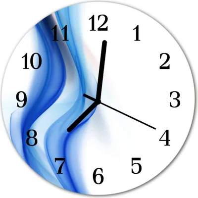 Produktbild von Glasuhr Wanduhr Küchenuhr Echt-Glas 30fi cm Abstrakter Rauch blau