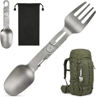 Produktbild von Titanium Spork 2-in-1, mit Aufbewahrungstasche, für Camping