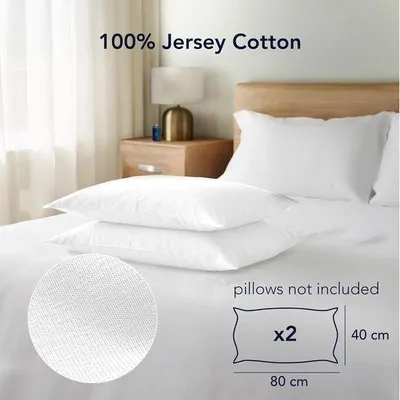 Produktbild von Famanu Kissenbezug (Set von 2) – Weißes Baumwoll-Jersey für Kissen 40 x 80 cm