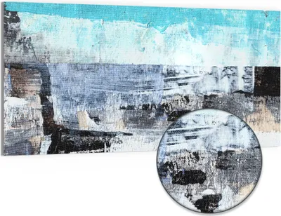 Produktbild von DEQORI Hybrid Leinwand Bild 100x50 cm 'Blaue Tiefen' Wandbild Glas flach modern
