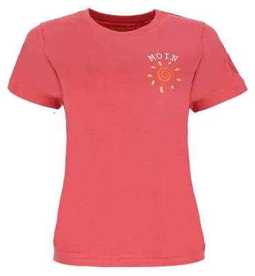 Produktbild von Wattlöper Damen T-Shirt mit Moin-Stickerei und Spiralen-Sonne-Print - Kurzarm-Shirt mit Rundhalsausschnitt in Pink Größe XXL