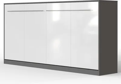Produktbild von SMARTBett Schrankbett Standard  Anthrazit/Weiss Hochglanzfront 90 Horizontal