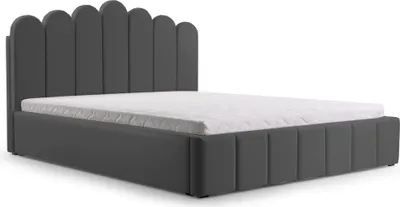 Produktbild von MOEBLO Polsterbett Bett 03 – Doppelbett mit Kopfstütze, Rahmenbettgestell, Bettkasten, Lattenrost und gepolstertem Kopfteil, Double - 160x200 - Graphite (TRINITY 15)