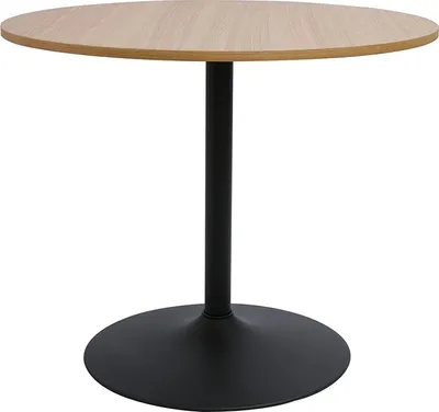 Produktbild von Miliboo - Designer Esstisch aus runder Eiche und Schwarzem Holz D90 cm CALISTA