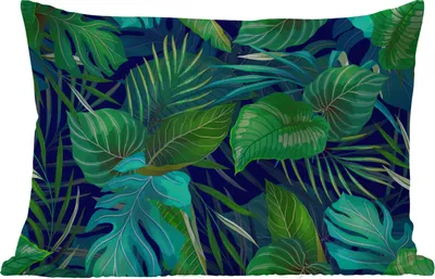 Produktbild von MuchoWow® Outdoor Kissen - Blätter - Illustration - Tropisch - Mädchen - Kinder - Jungen - 60x40 cm - Wetterfest - Lounge Kissen - Zierkissen - Kissen für Innenräume