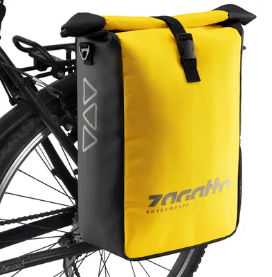 Zdjęcie produktu dla Sakwa rowerowa na bagażnik Zagatto wodoodporna boczna tylna 27L duża żółta