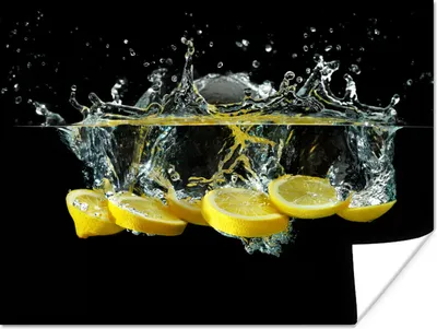 Produktbild von MuchoWow® Poster Zitrone - Frucht - Gelb - Stilleben - Wasser 120x90 cm - Wandbild