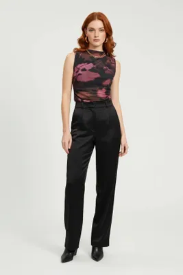 Produktbild von Drapierte ärmellose Tüllbluse, Black, L