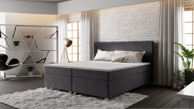 Produktbild von Roe Furniture | Boxspringbett - SIMPLE - 160x200 cm - Graphit - Mit Bonell-Matratze - Doppelbett - Tagesbett - Bett Schlafzimmer - Gästebett