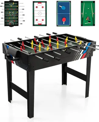 Productafbeelding van 4-in-1 tafelvoetbalspel: tafelvoetbal, airhockey, biljart en tafeltennis. Een tafelspel voor kinderen en volwassenen