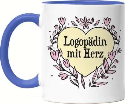 Produktbild von Logopädin mit Herz Tasse Blau Geschenkidee Zum Danke Sagen Beste Logopädin