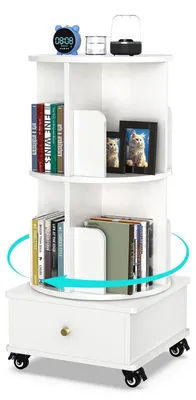 Produktbild von Drehbares Bücherregal 40 x 40 x 88,5 cm weiß 2 Ebenen Holz