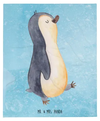 Produktbild von Mr. & Mrs. Panda Bettdecke Pinguin marschieren - Eisblau - Geschenk, Kuscheldecke, Tagesdecke, Plaid, Bruder, Familie, Decke, Wohndecke, Spazieren, Stolz