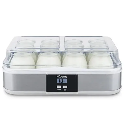Produktbild von H.KOENIG ELY120 Joghurtbereiter / Edelstahl / 12 Gläser mit 150 ml / 1,8 Liter / spülmaschinenfest