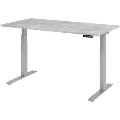 Produktbild von HAMMERBACHER XDKB16 höhenverstellbarer Schreibtisch beton rechteckig C-Fuß-Gestell silber 160,0 x 80,0 cm
