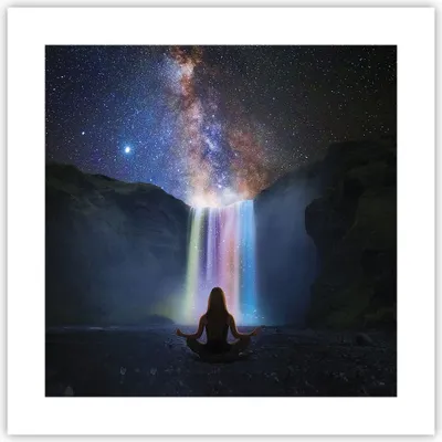 Produktbild von Poster - Poster ohne Rahmen - Wasserfall die Sterne Meditation - 40x40 cm - Wand Bild - Wanddeko - Wandbilder - Kunstposter - Wandposter - Bilder - Kunstdruck - Wanddekoration - P2XAC40x40-4774