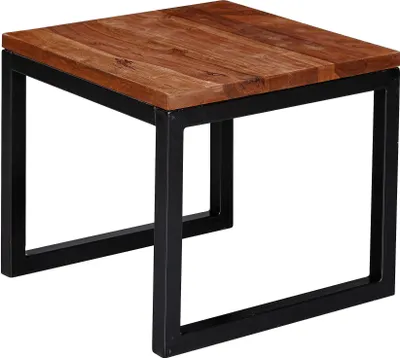 Produktbild von WOHNLING Beistelltisch 45x40x45 cm Sheesham Massivholz / Metall Wohnzimmertisch Industrial Style Designer Holztisch Tisch Wohnzimmer