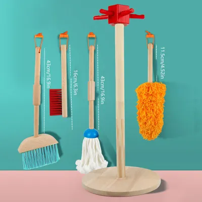Image de Set de jouets de nettoyage pour enfants, balai, serpillière, plumeau, pelle, brosse, jouets ménagers pour enfants