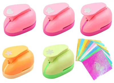 Motivstanzer-Set, 5 Stück, 50 Glitzerpapiere, 1,5 cm, DIY