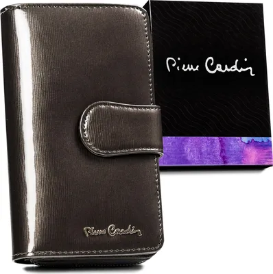 Image de Portefeuille laqué vertical pour femme avec bandeau à pression - Pierre Cardin