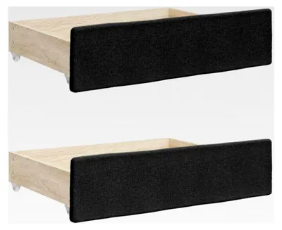 Produktbild von Bettschubladen 2 Stück, Bettkasten mit Rollen, Schubkasten für Bett, Unterbettschublade, Schwarz Holzwerkstoff Stoff