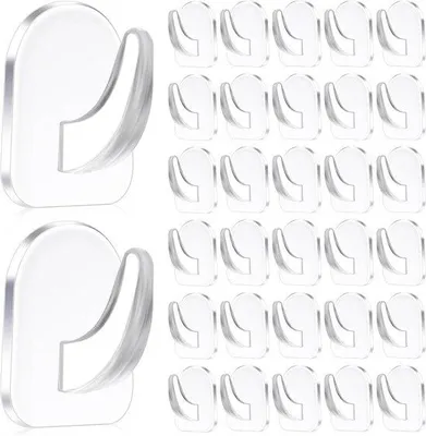 Obrázek produktu pro Sada 30 kusů pevných samolepicích háčků, průhledné
