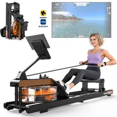 Imagen del producto de Remo ergómetro plegable - Resistencia al agua, capacidad máxima de 160 kg - Depósito de agua de 14 litros - Estructura de policarbonato - Equipo de fitness para uso en interiores, Imagen generada por IA