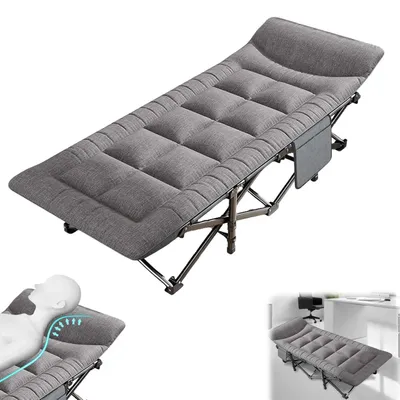 Image de Lit de camping pliable et portable pour une personne, avec coussin, chaise longue de camping, chaise de pêche, transat