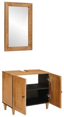 Image de vidaXL Ensemble de meubles de salle de bain, 2 pièces, marron, 62 x 33 x 58 cm, fabriqué en bois composite